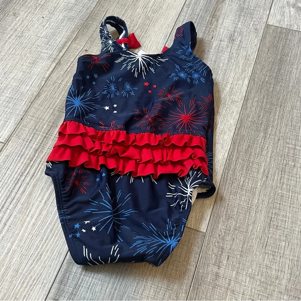 Hanna Andersson Firework Swimsuit - 18-24M - Patriotic One-Piece Summer Beach